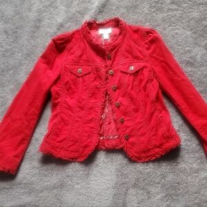 Ann Taylor Loft Red Corduroy Jacket Size 2 Petite